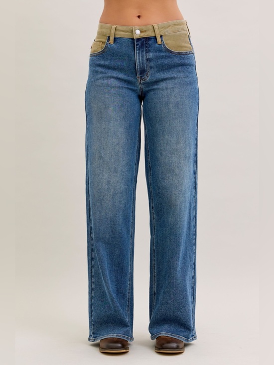 Judy Blue Denim - Judy Blue MR Column Straight Jeans with Corduroy Waist